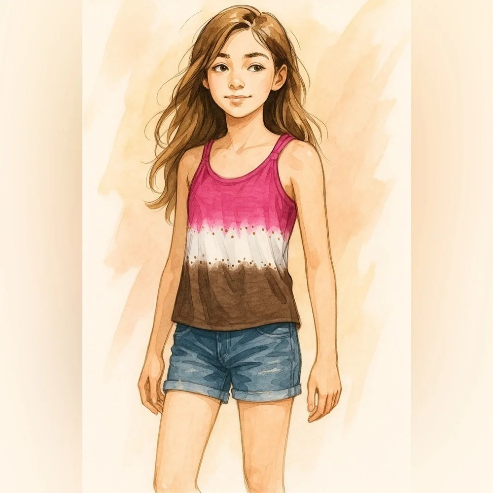 Justice Pink Brown Tank Top